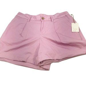 A New Day Women's Size Medium High Rise Pleat Front Short Light Purple New